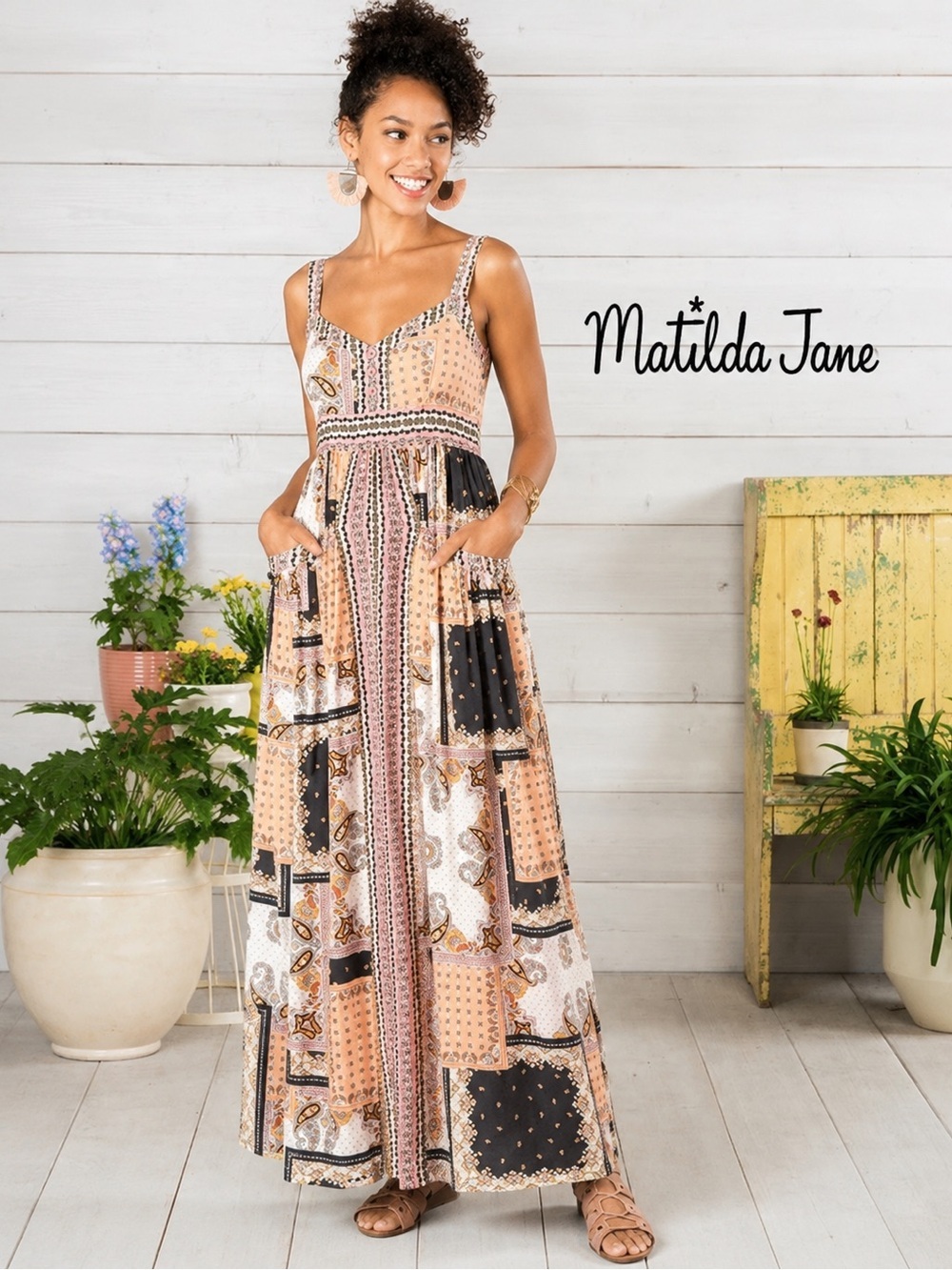 Matilda Jane Patchwork Maxi Dress Size XL 100% Rayon